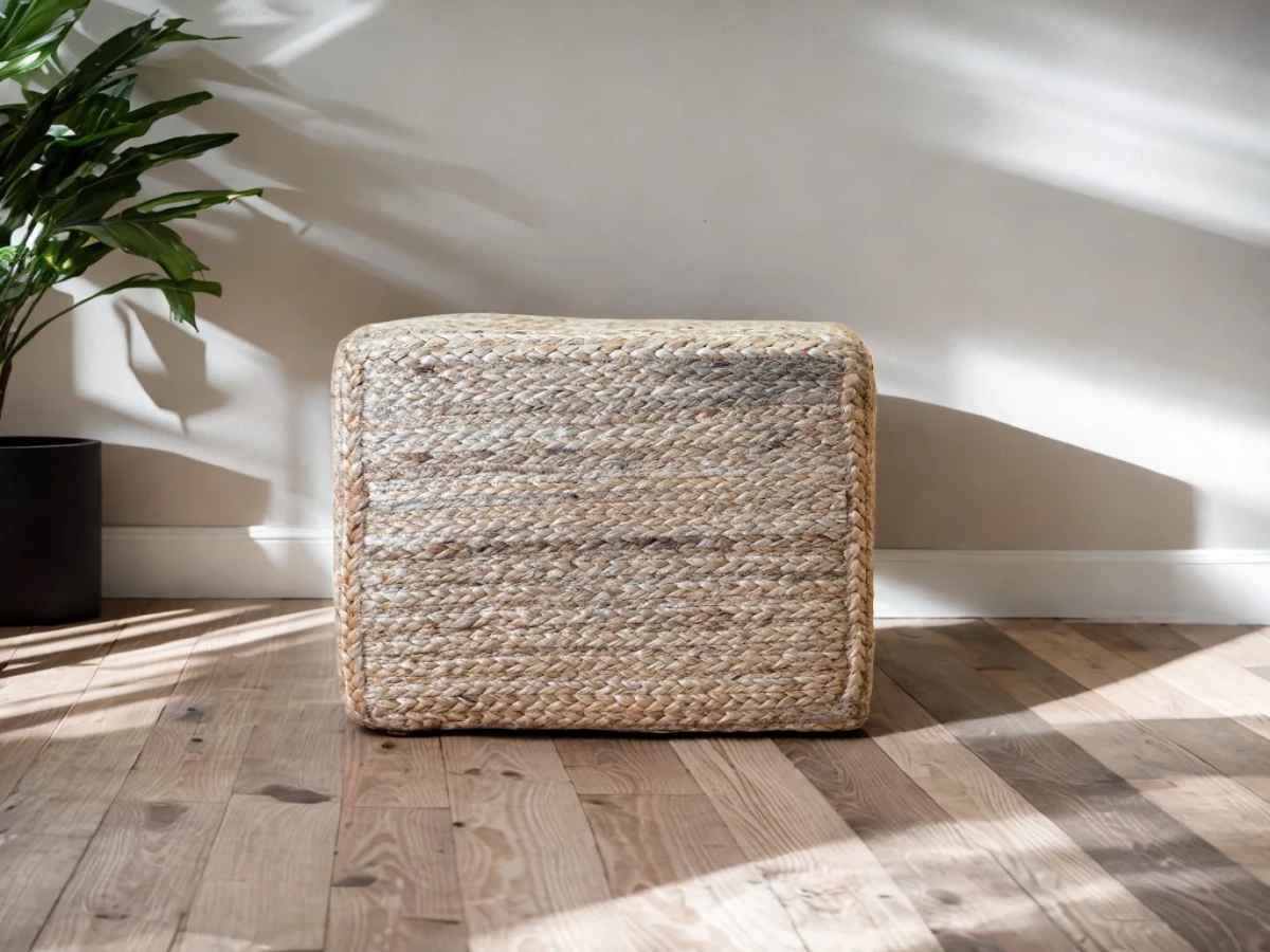 Hue Square Jute Pouf